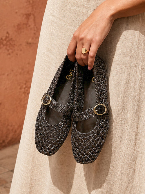 Verona Brown Handwoven Mary Jane Pumps