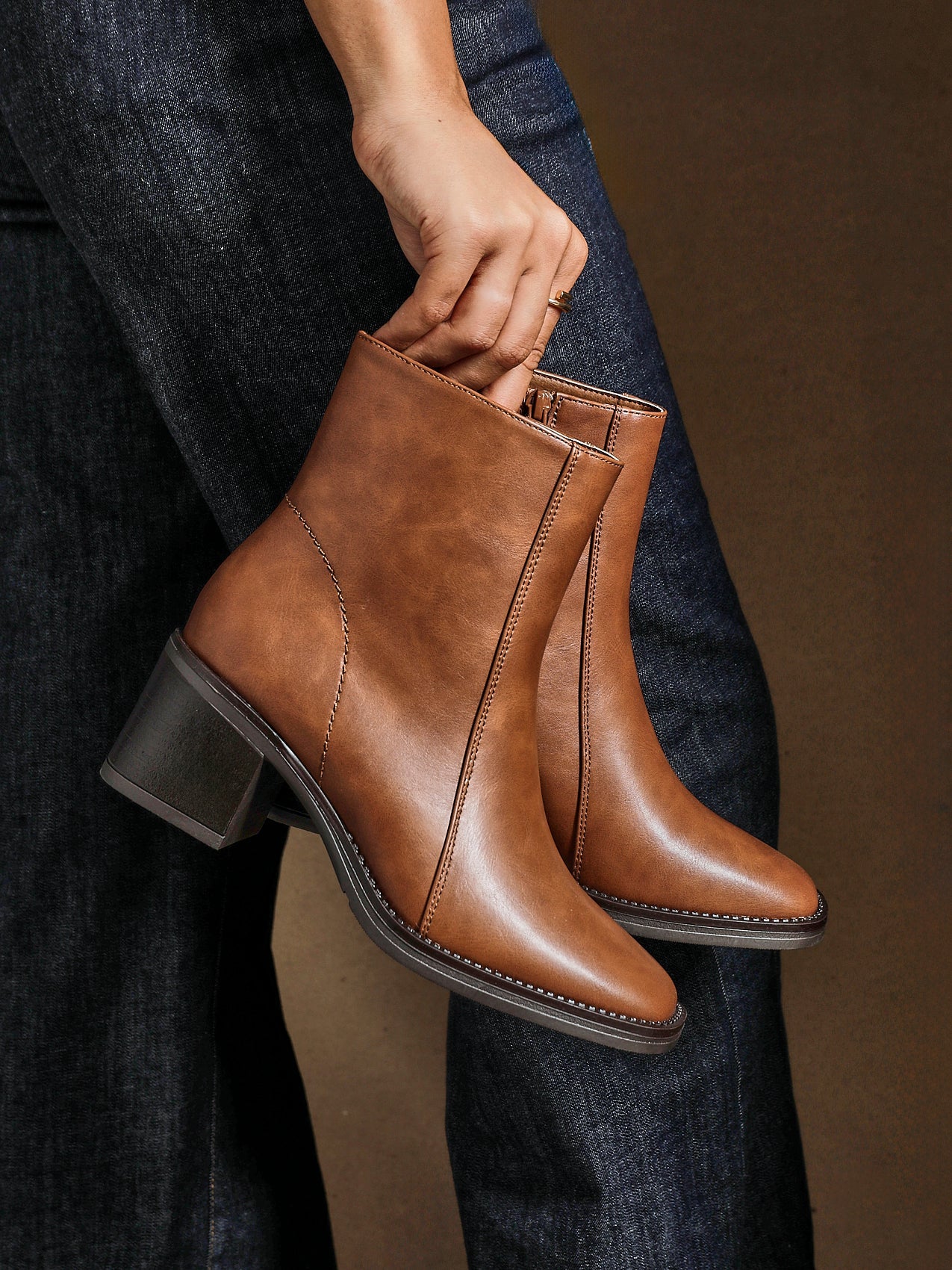 Wander Brown Heeled Ankle Boots