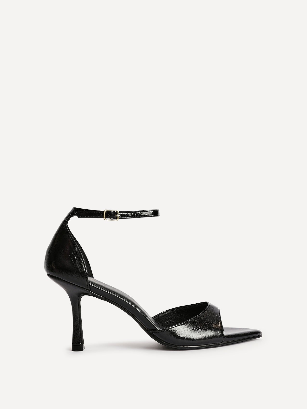 Wanted Black Faux Leather Pointed Toe Heels