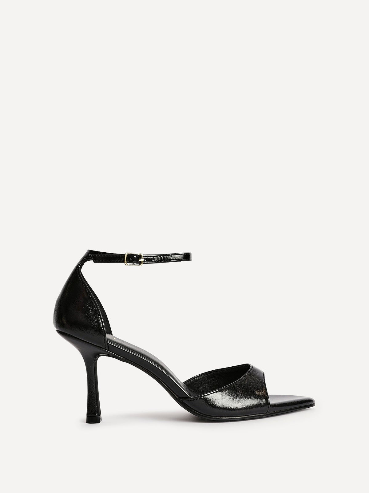 Wanted Black Faux Leather Pointed Toe Heels