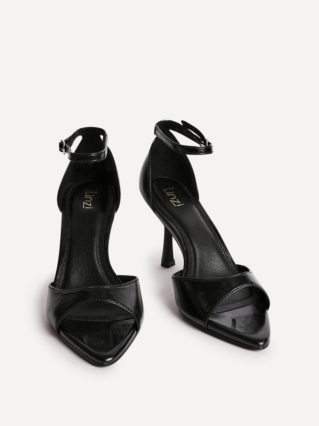 Wanted Black Faux Leather Pointed Toe Heels