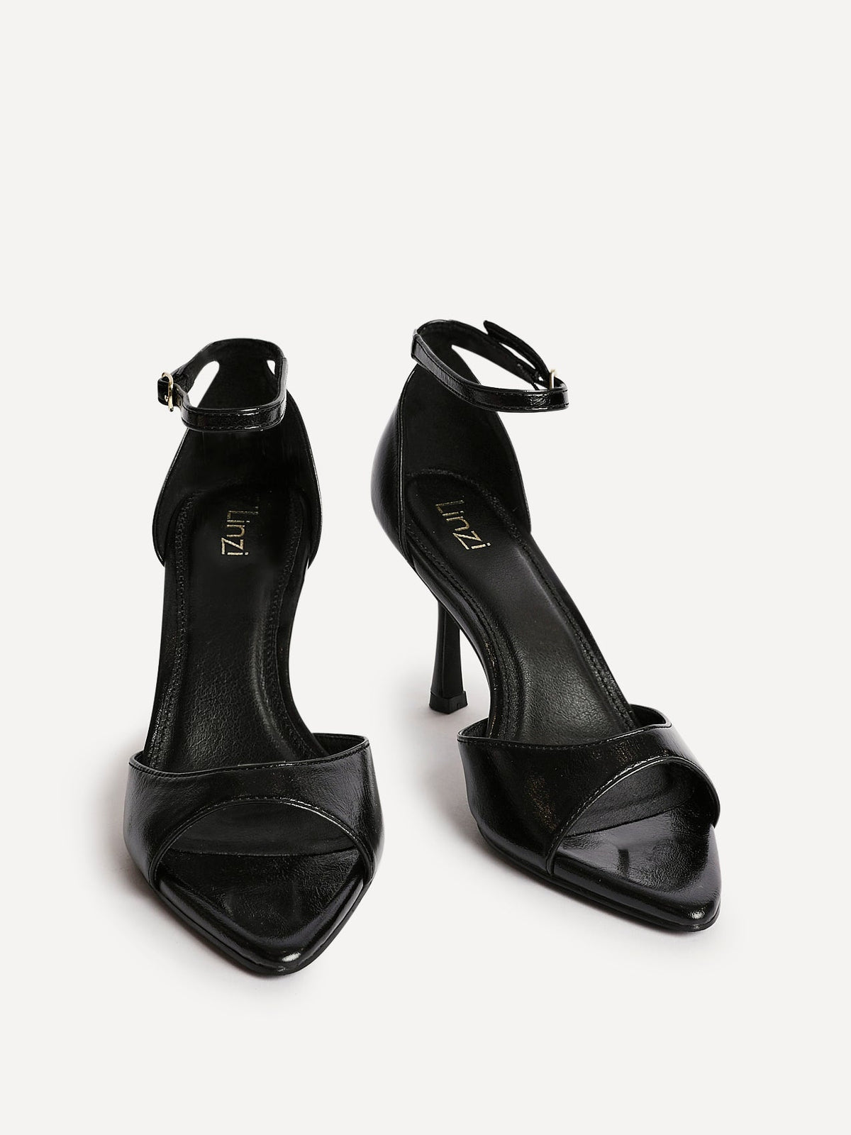 Wanted Black Faux Leather Pointed Toe Heels