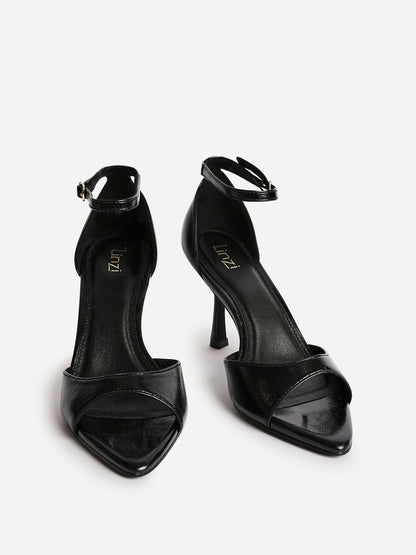 Wanted Black Faux Leather Pointed Toe Heels