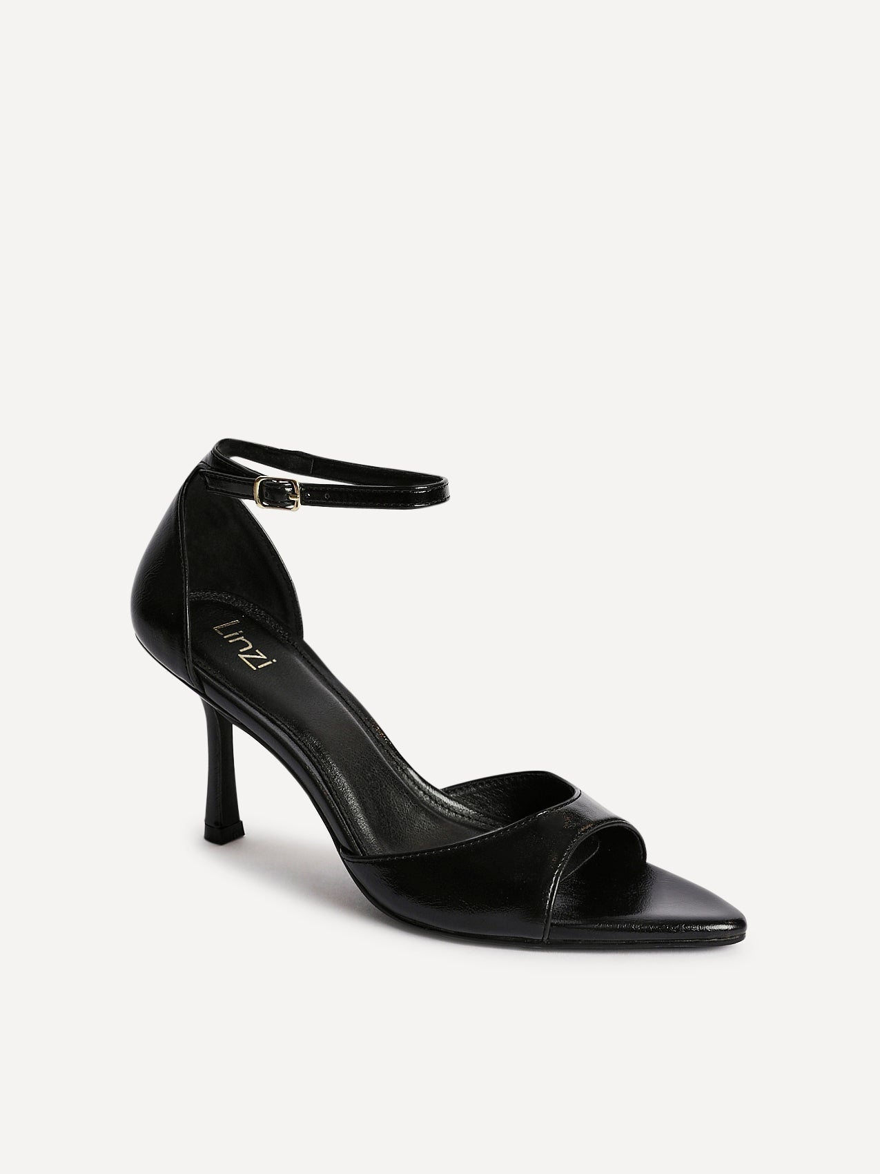 Wanted Black Faux Leather Pointed Toe Heels