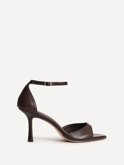 Wanted Brown Faux Leather Pointed Toe Heels