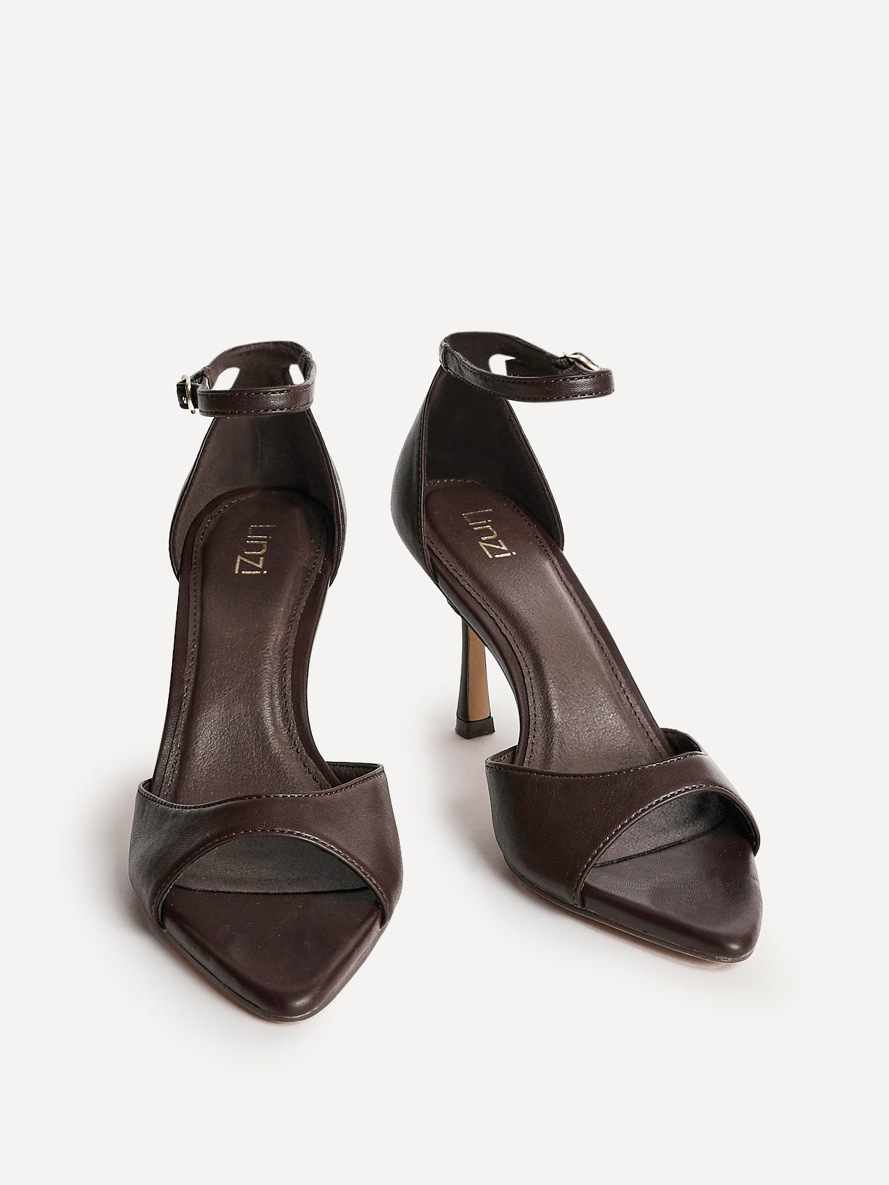 Wanted Brown Faux Leather Pointed Toe Heels