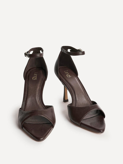 Wanted Brown Faux Leather Pointed Toe Heels
