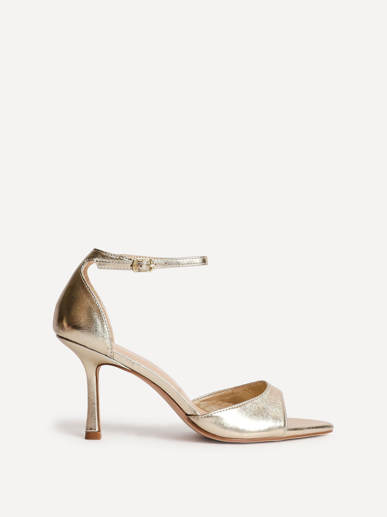 Wanted Gold Faux Leather Pointed Toe Heels