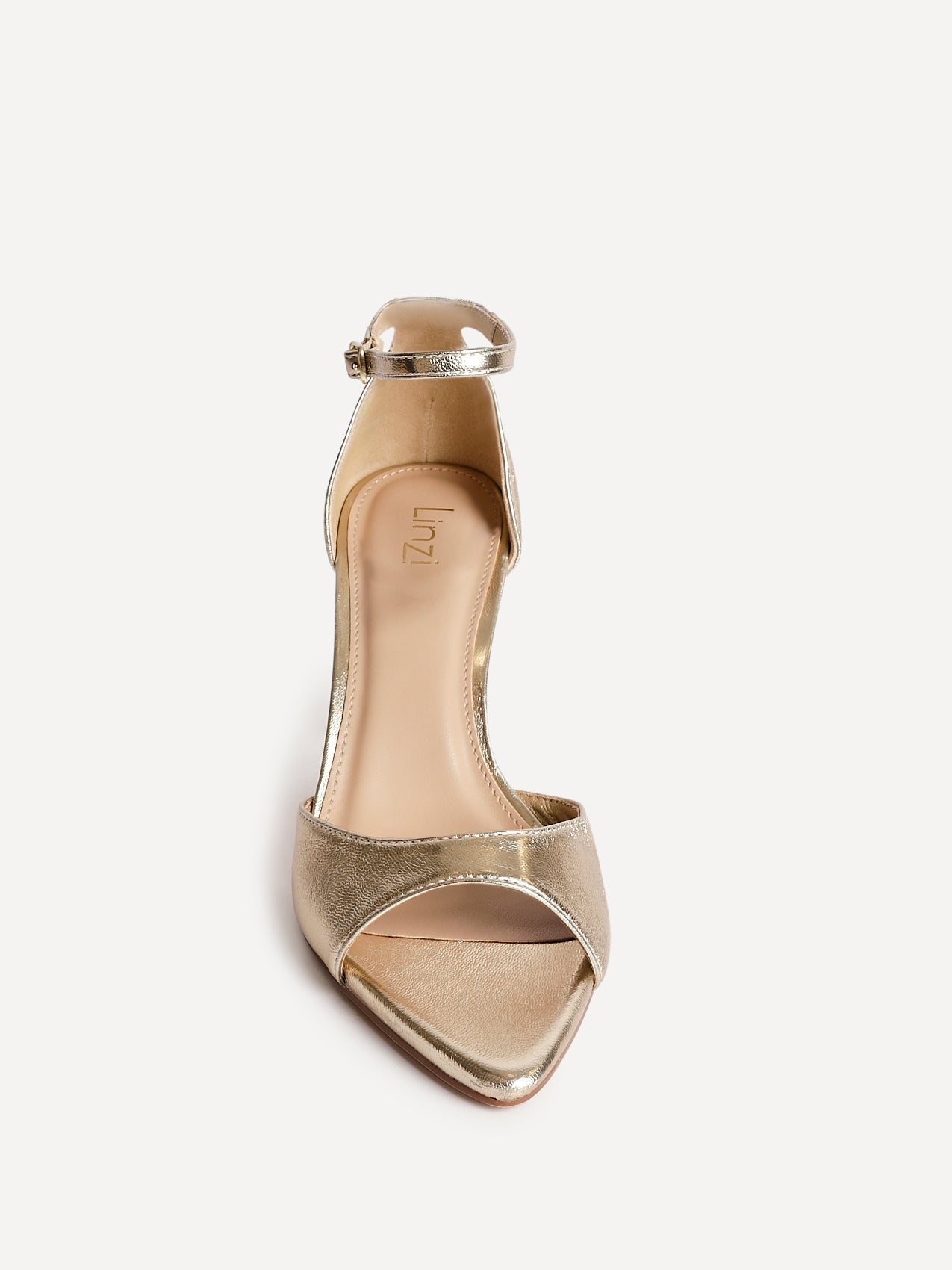 Wanted Gold Faux Leather Pointed Toe Heels