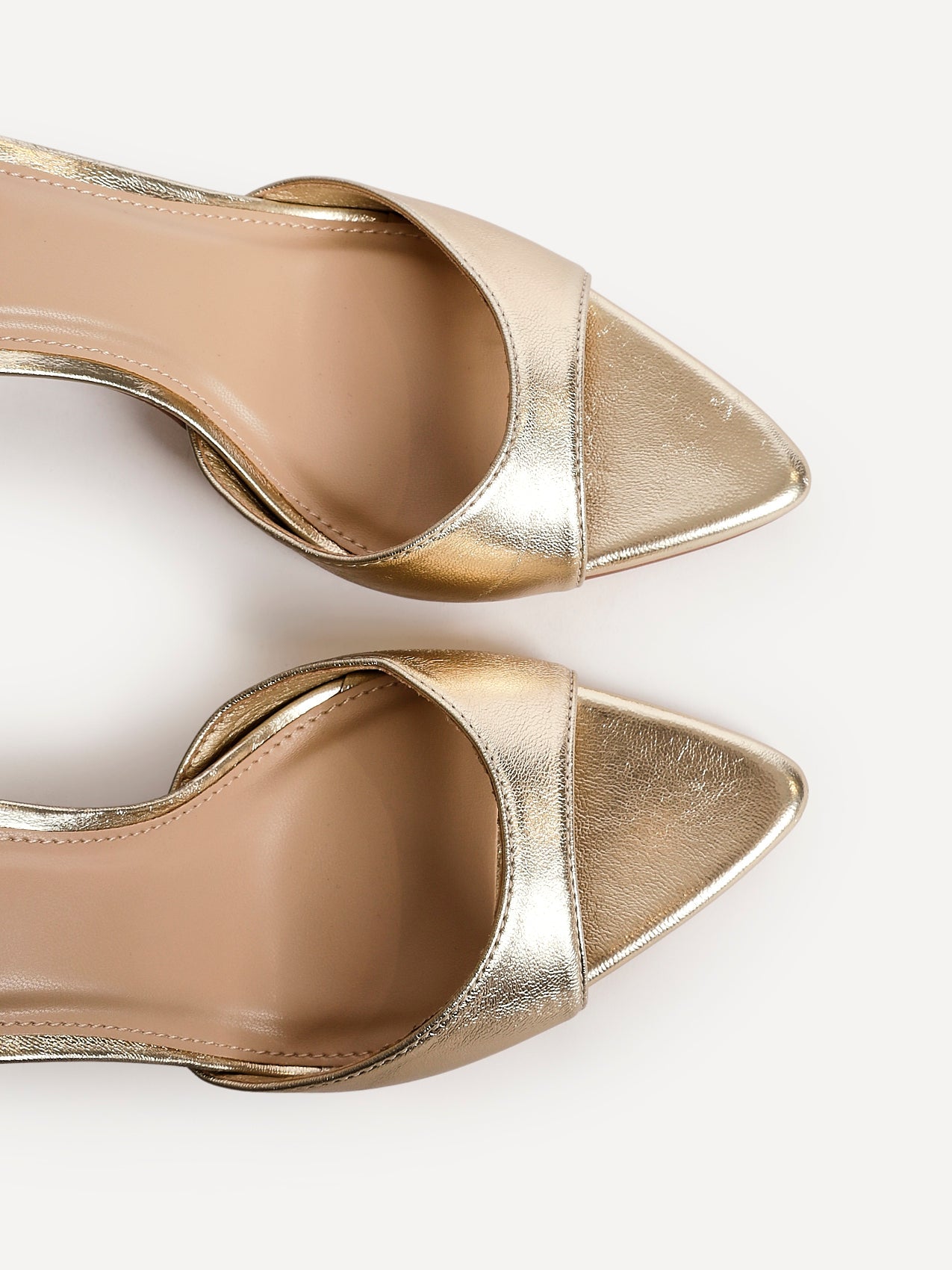 Wanted Gold Faux Leather Pointed Toe Heels
