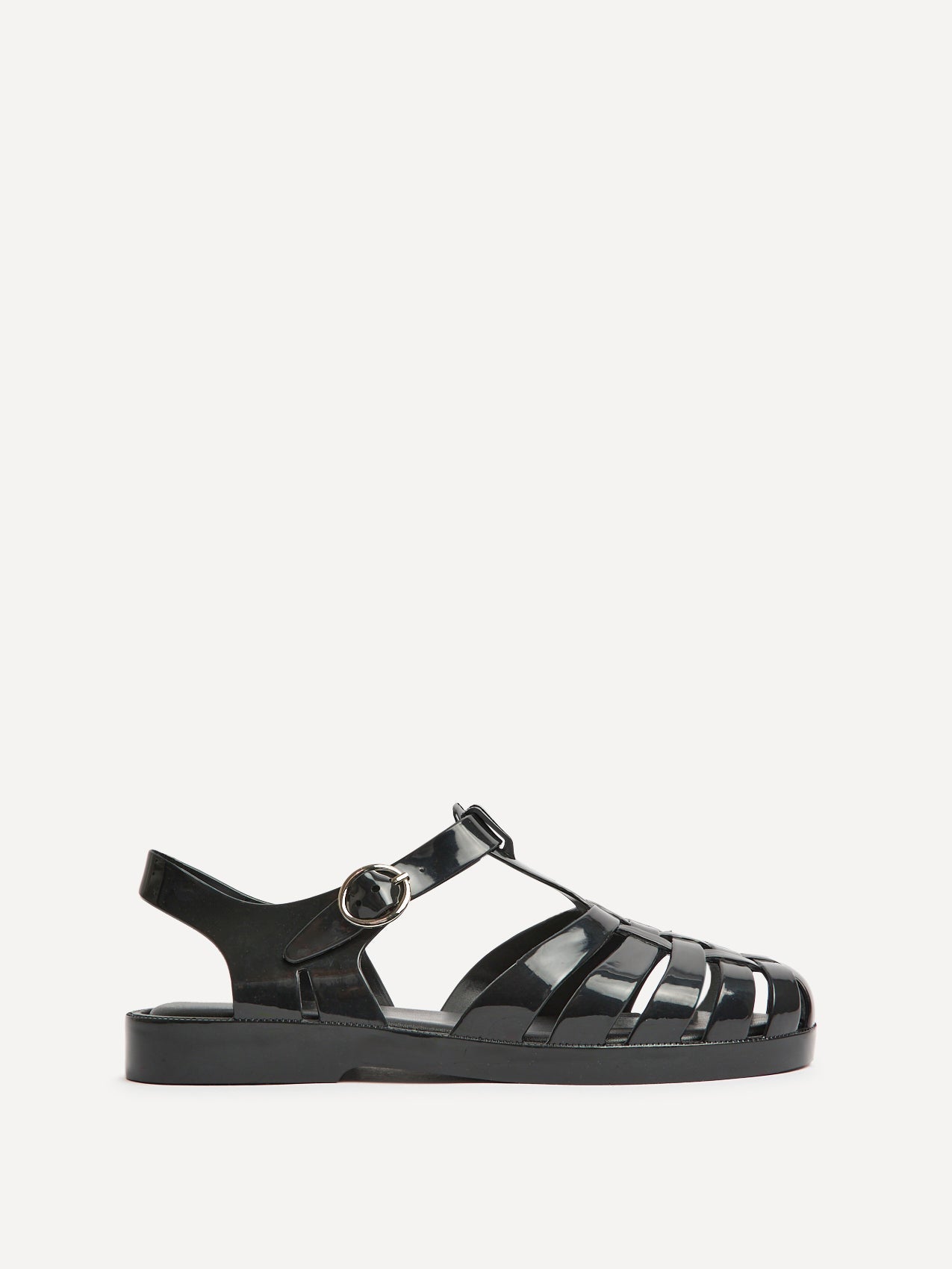 Wave Black Jelly Flat Sandals