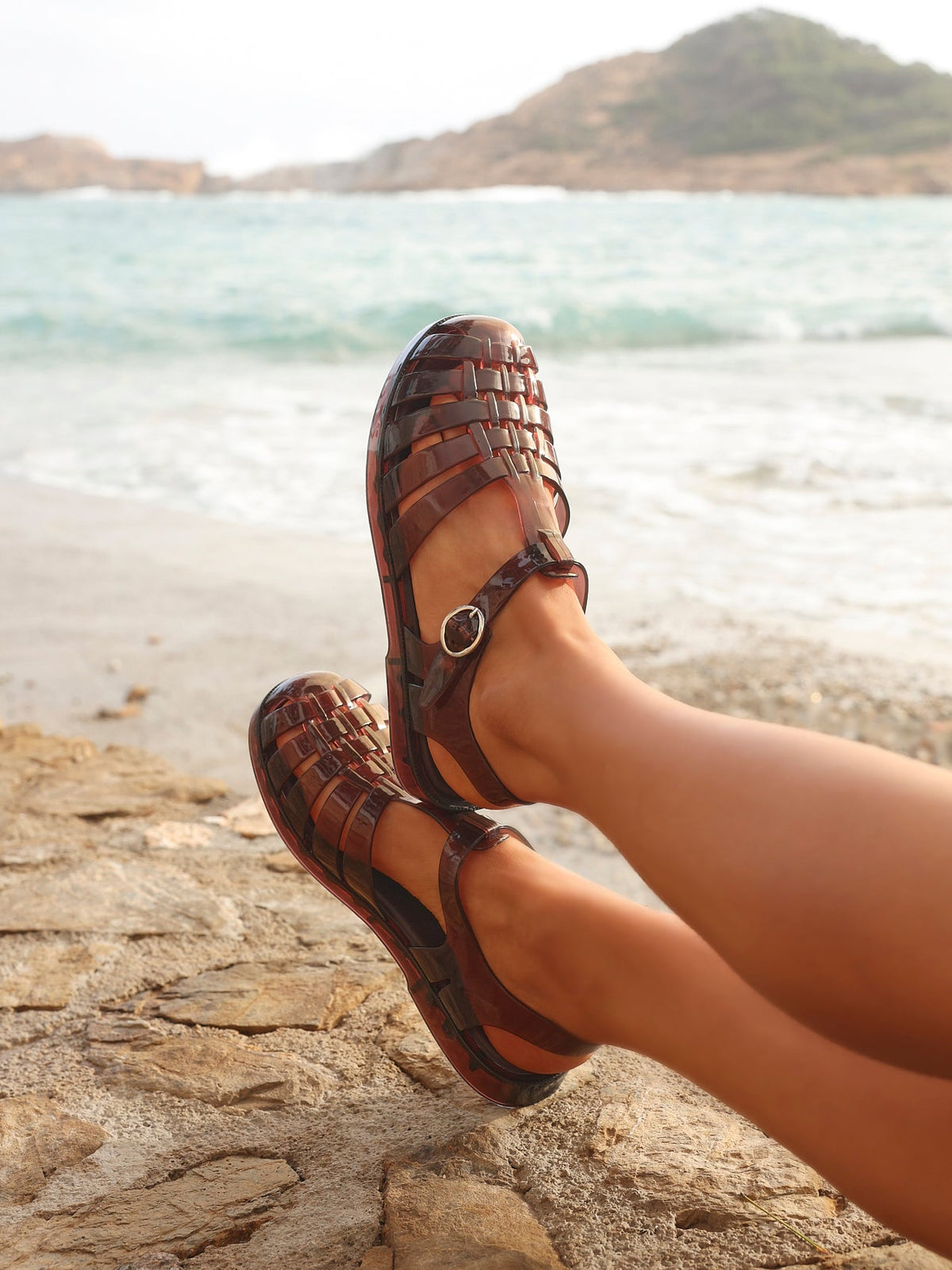Wave Brown Jelly Flat Sandals