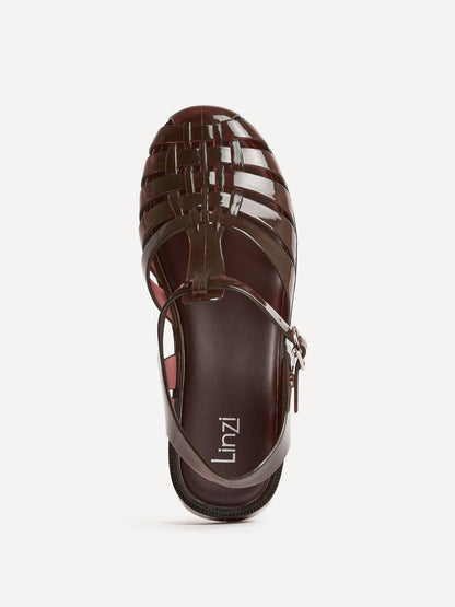 Wave Brown Jelly Flat Sandals