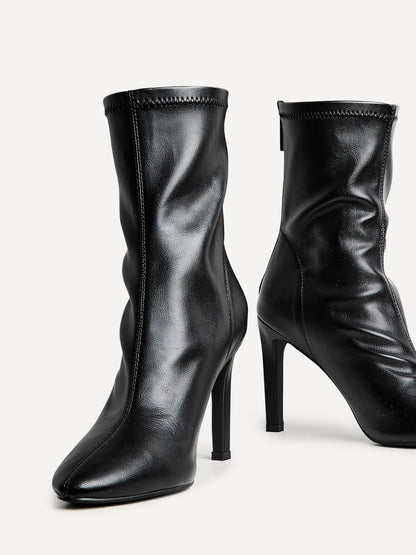 West Black Pointed Heeled Ankle Boots