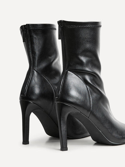 West Black Pointed Heeled Ankle Boots