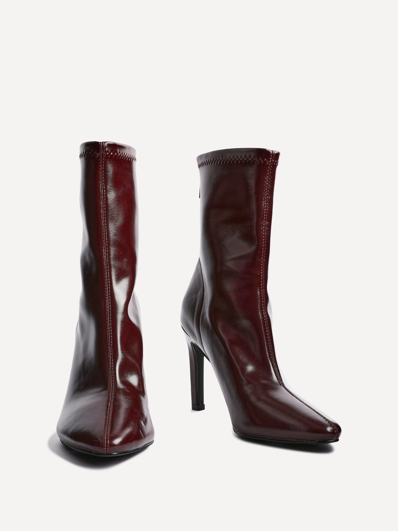 West Burgundy Pointed Heeled Ankle Boots
