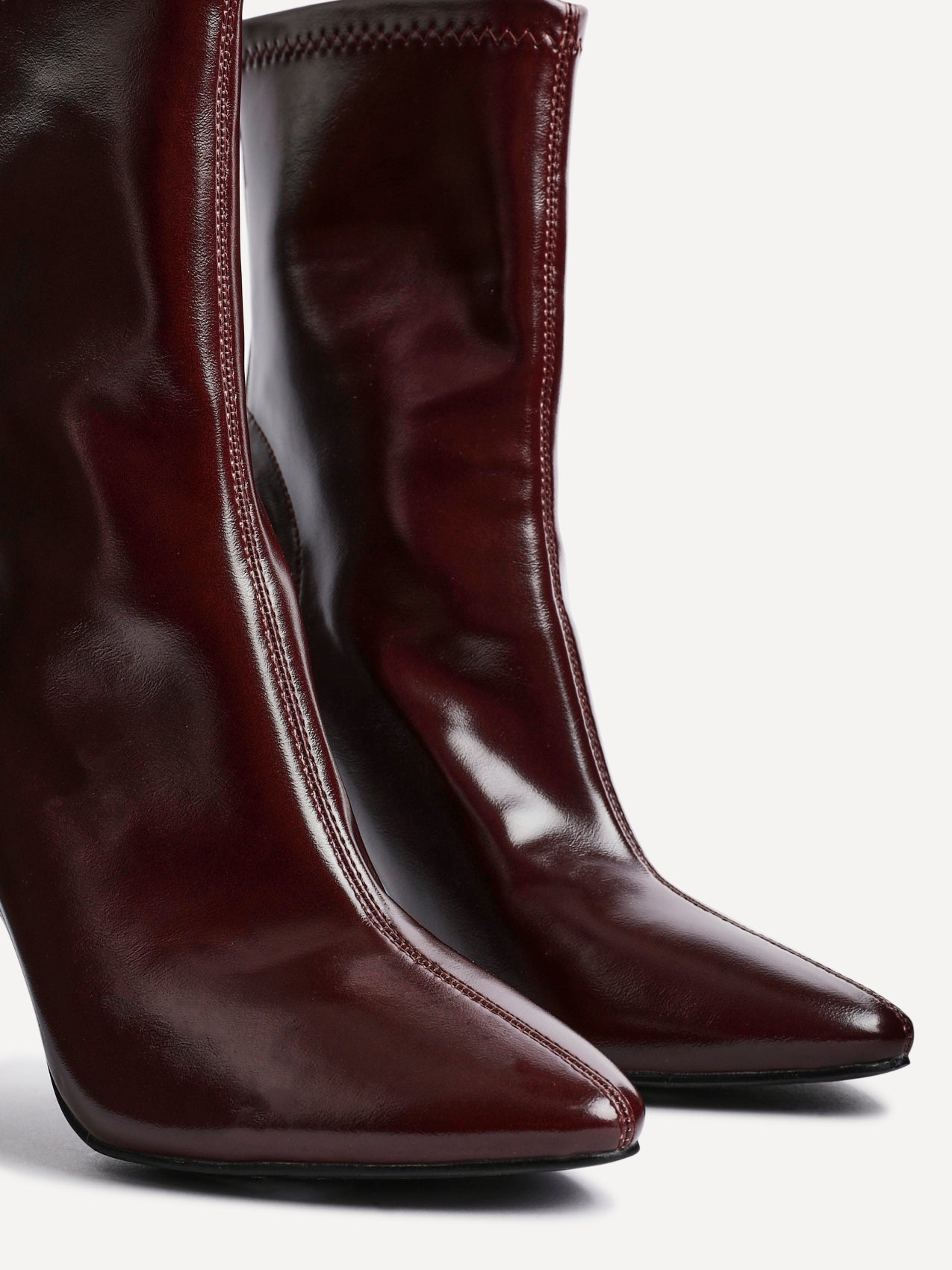 West Burgundy Pointed Heeled Ankle Boots