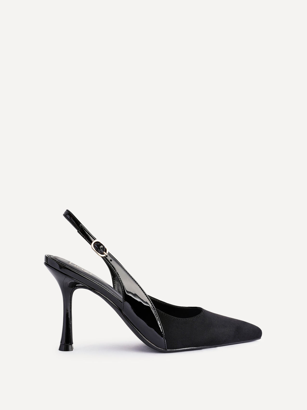 Wink Black Faux Suede Two Tone Court Heels