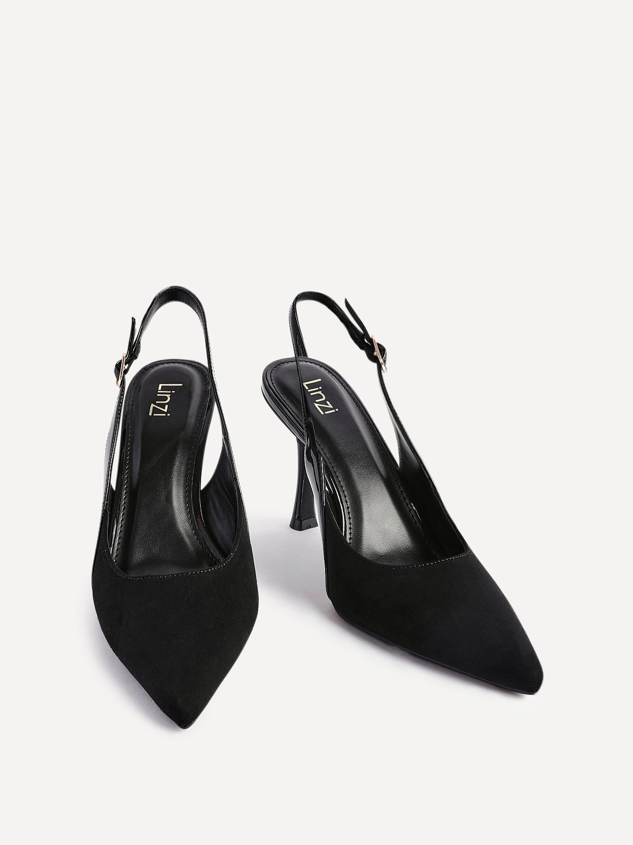 Wink Black Faux Suede Two Tone Court Heels