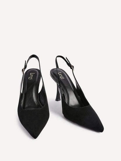Wink Black Faux Suede Two Tone Court Heels