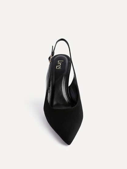 Wink Black Faux Suede Two Tone Court Heels