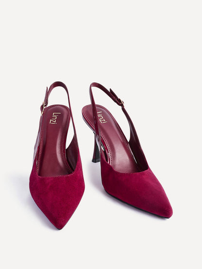 Wink Burgundy Faux Suede Two Tone Court Heels