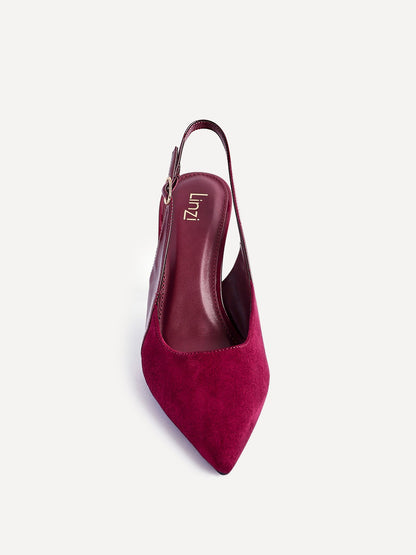 Wink Burgundy Faux Suede Two Tone Court Heels