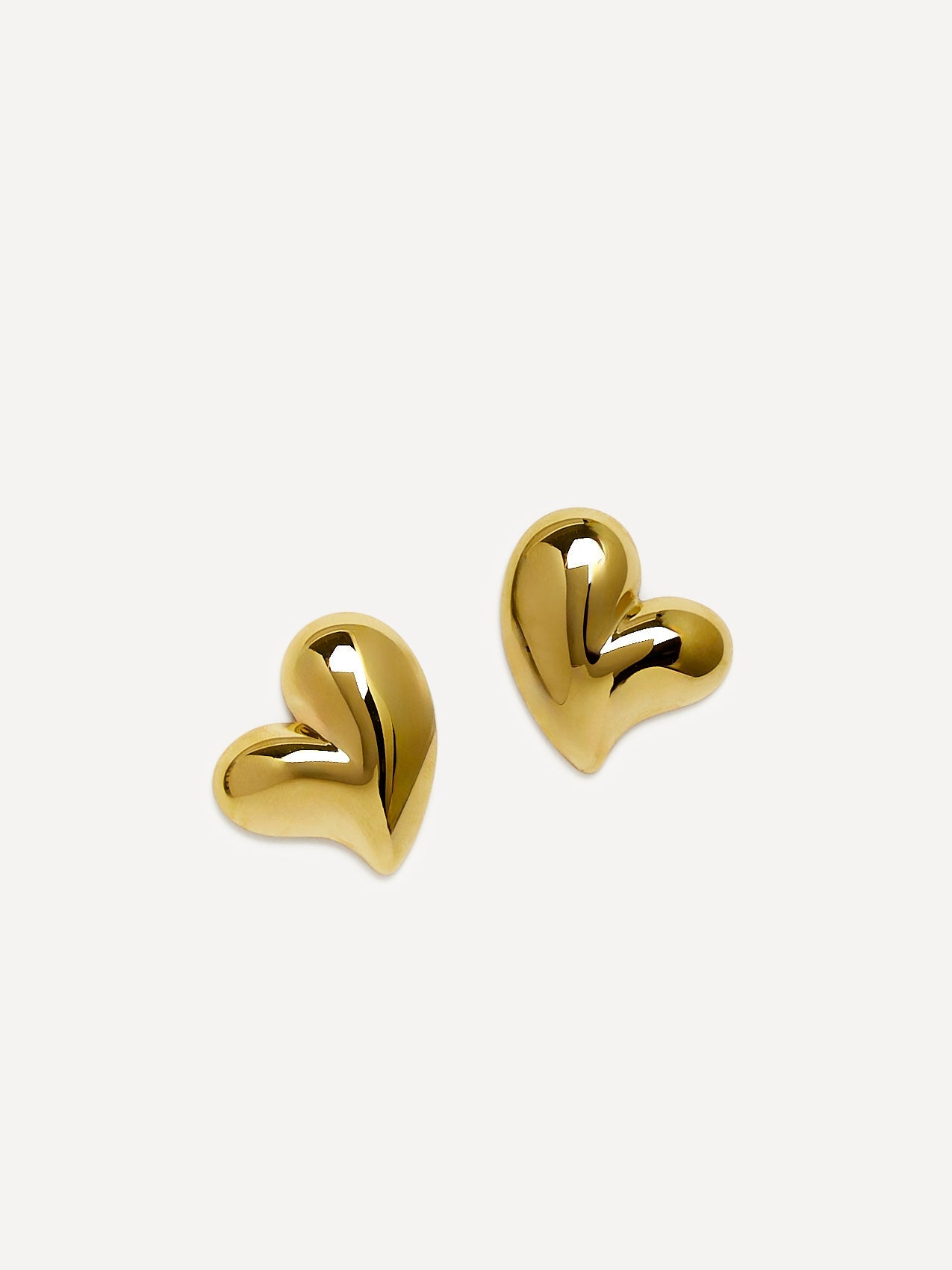 Wish Gold Wave Heart Stud Earrings