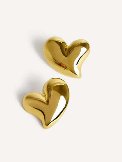 Wish Gold Wave Heart Stud Earrings