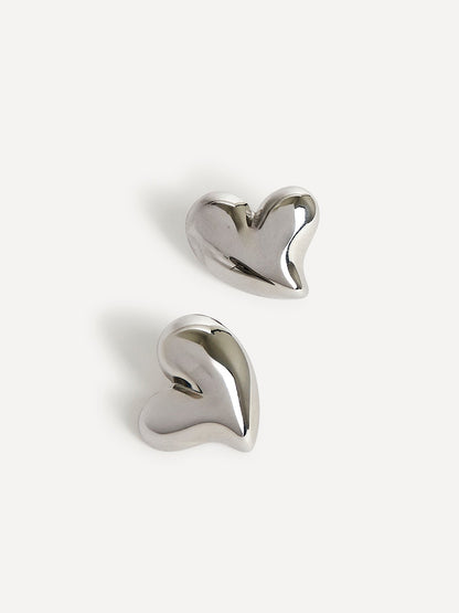 Wish Silver Wave Heart Stud Earrings