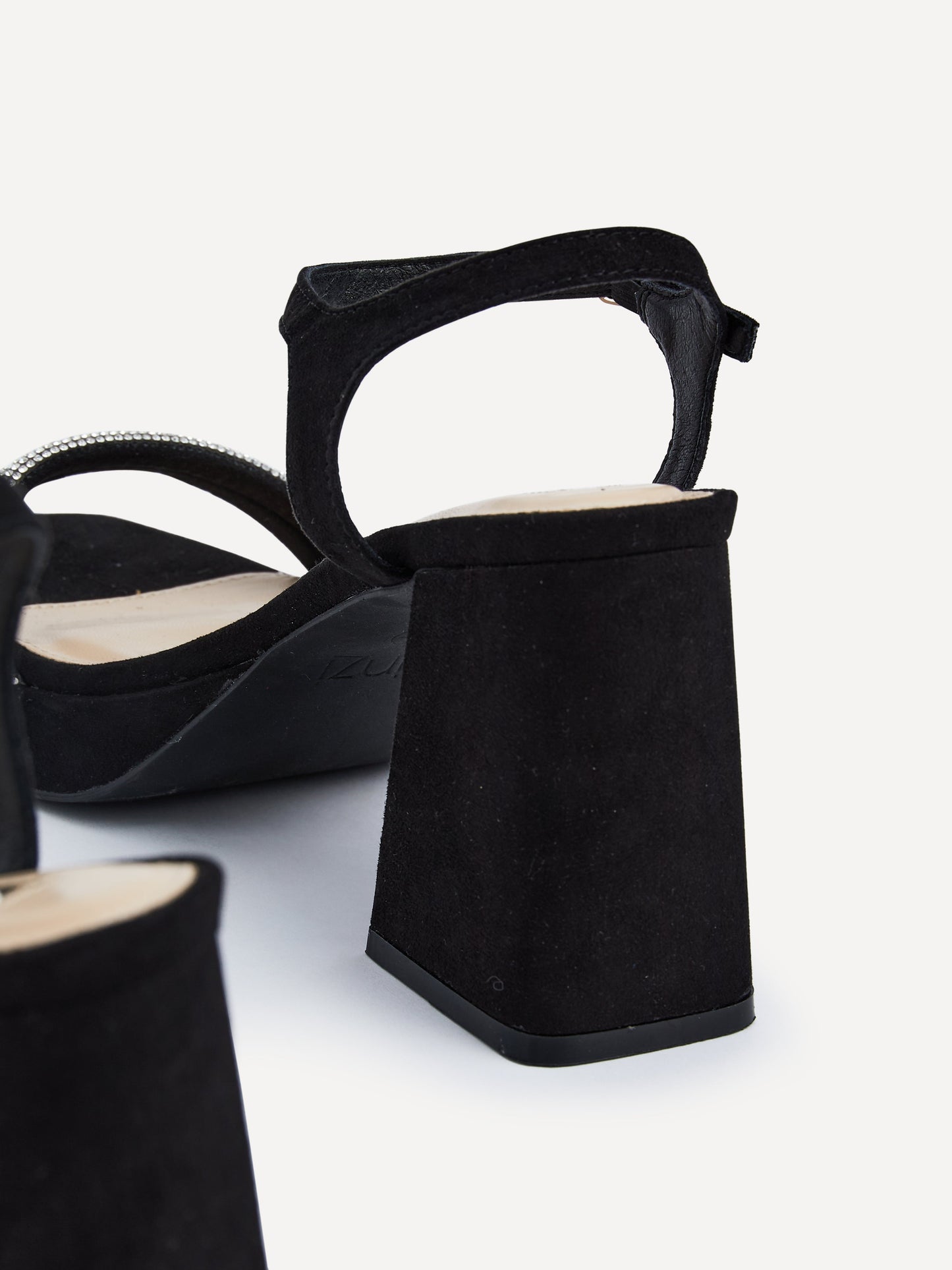 Xandra Black Faux Suede Diamante Platform Heels
