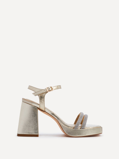 Xandra Gold Diamante Platform Heels