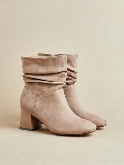Zayda Wide Fit Mocha Heeled Ankle Boots