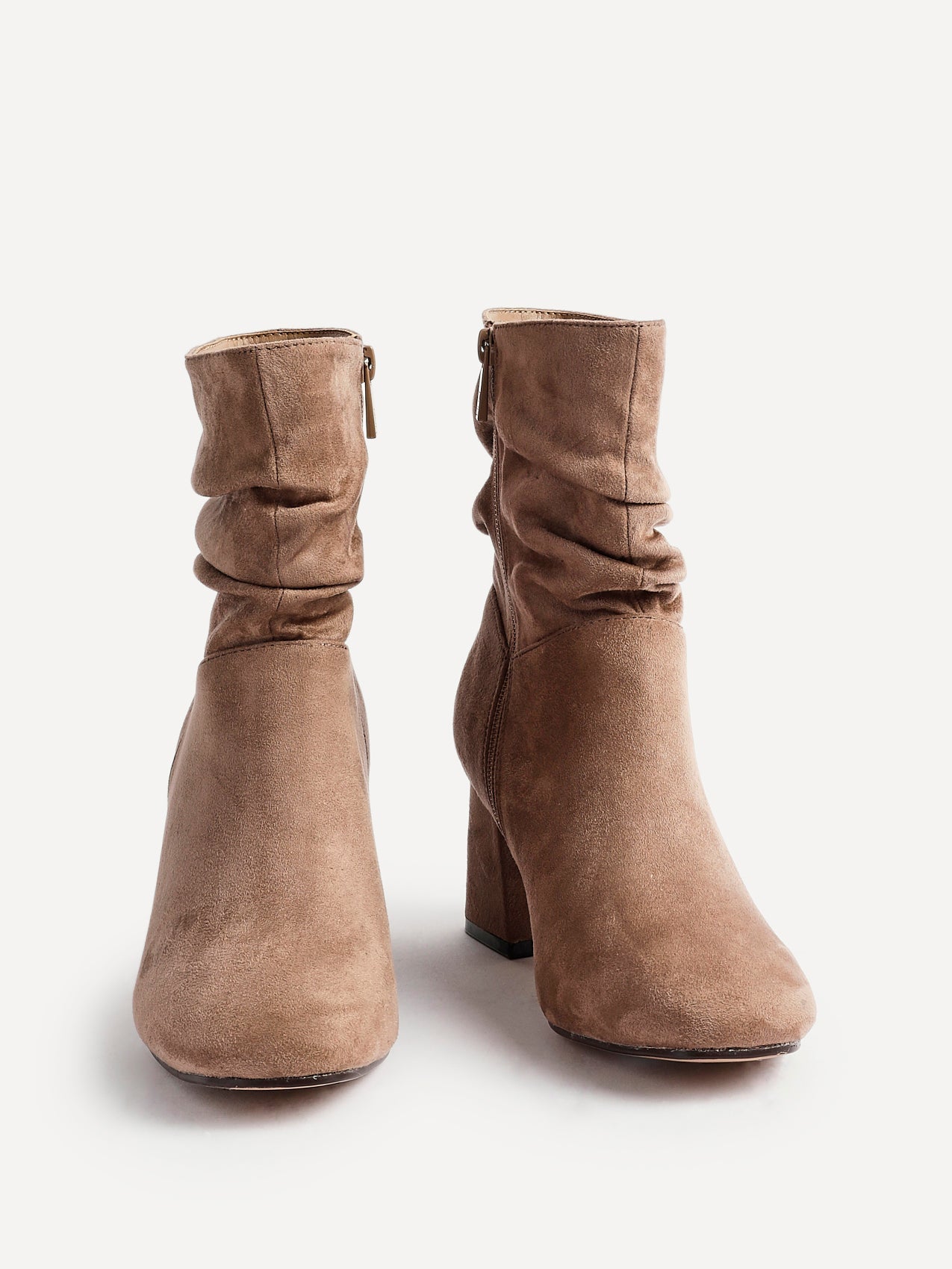 Zayda Wide Fit Mocha Heeled Ankle Boots