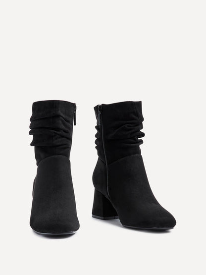 Zayda Wide Fit Black Heeled Ankle Boots