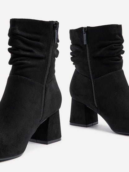 Zayda Wide Fit Black Heeled Ankle Boots