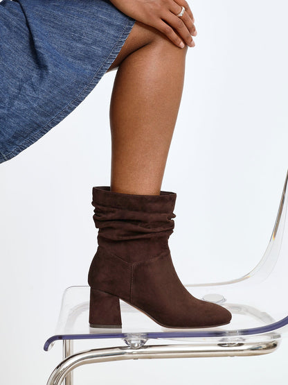 Zayda Wide Fit Brown Heeled Ankle Boots