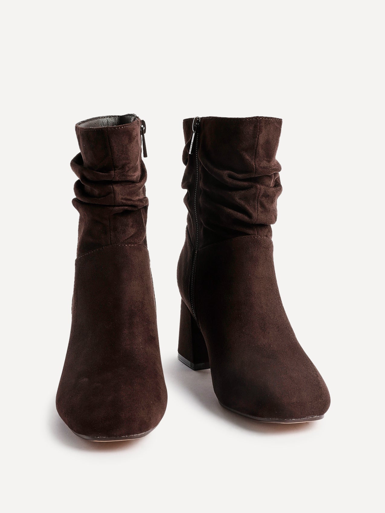 Zayda Wide Fit Brown Heeled Ankle Boots