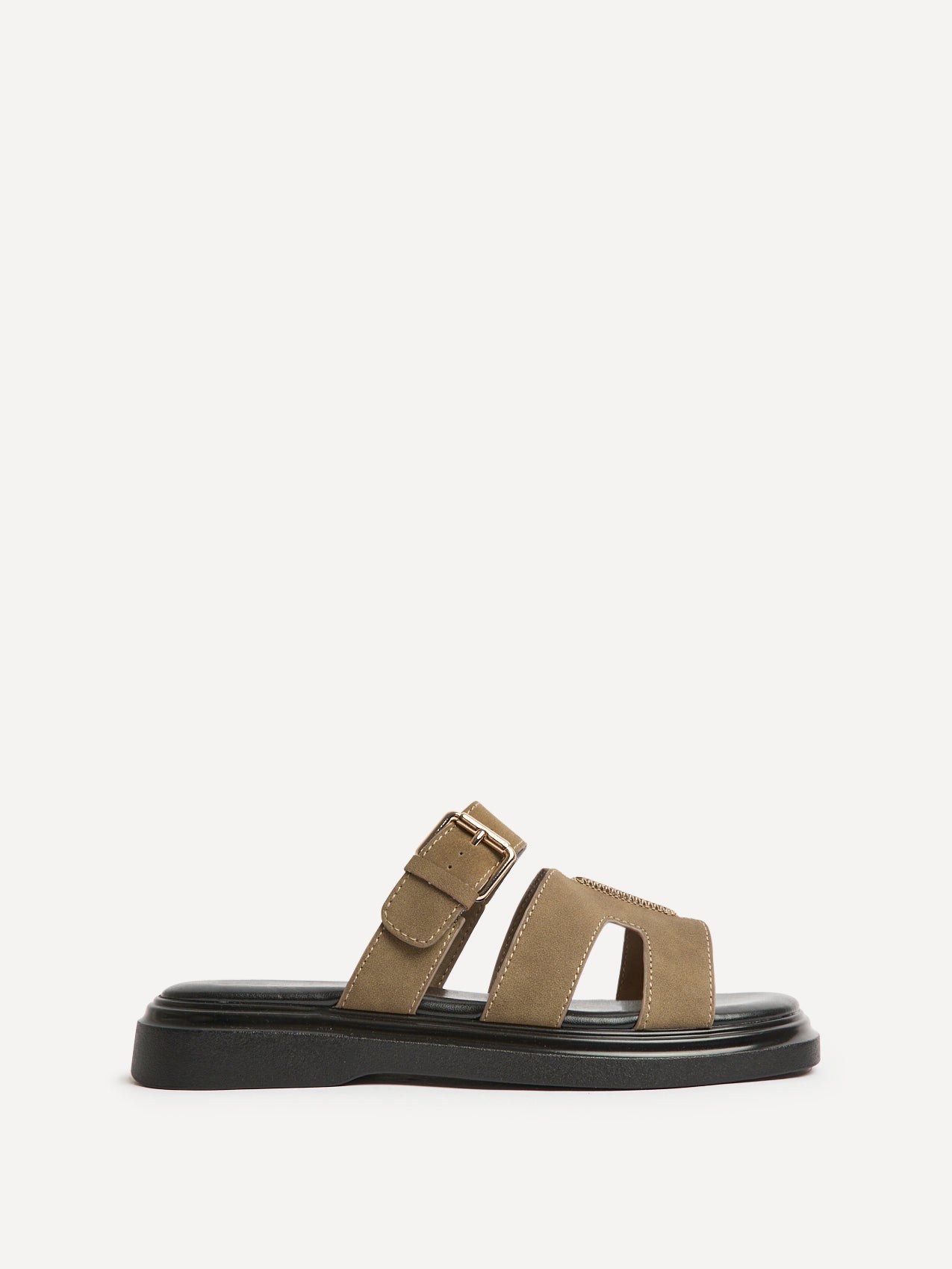 Zella Taupe Faux Suede Sandals