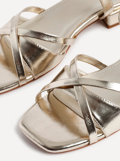 Zenna Gold Strappy Low Sandals