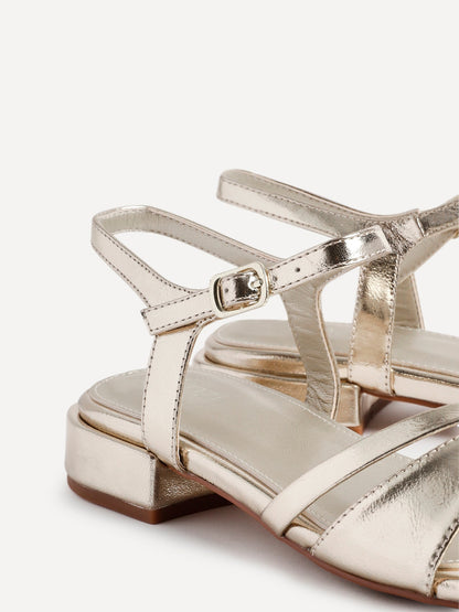 Zenna Gold Strappy Low Sandals