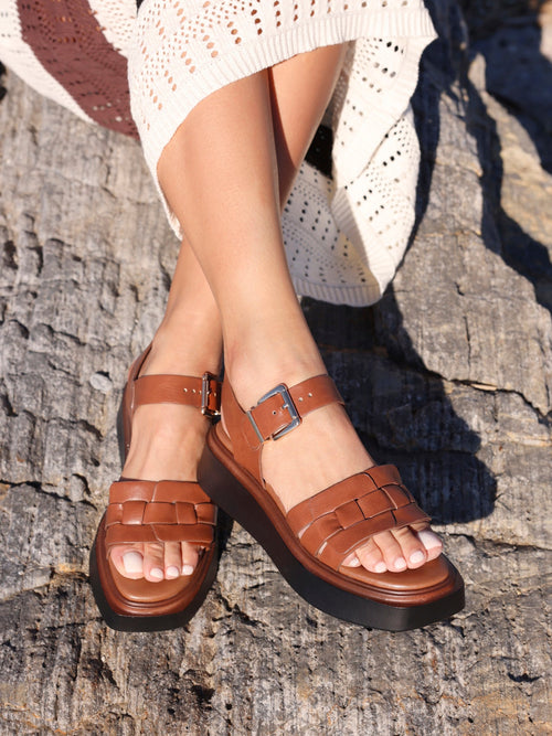 Zuri Tan Flatform Sandals