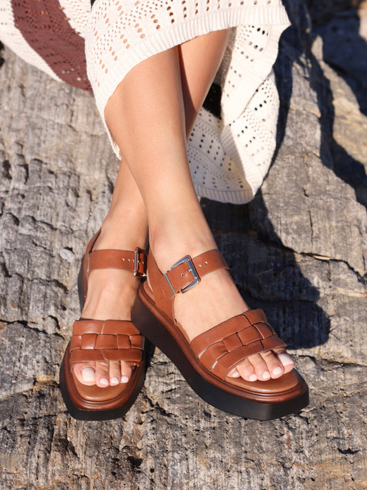 Zuri Tan Flatform Sandals