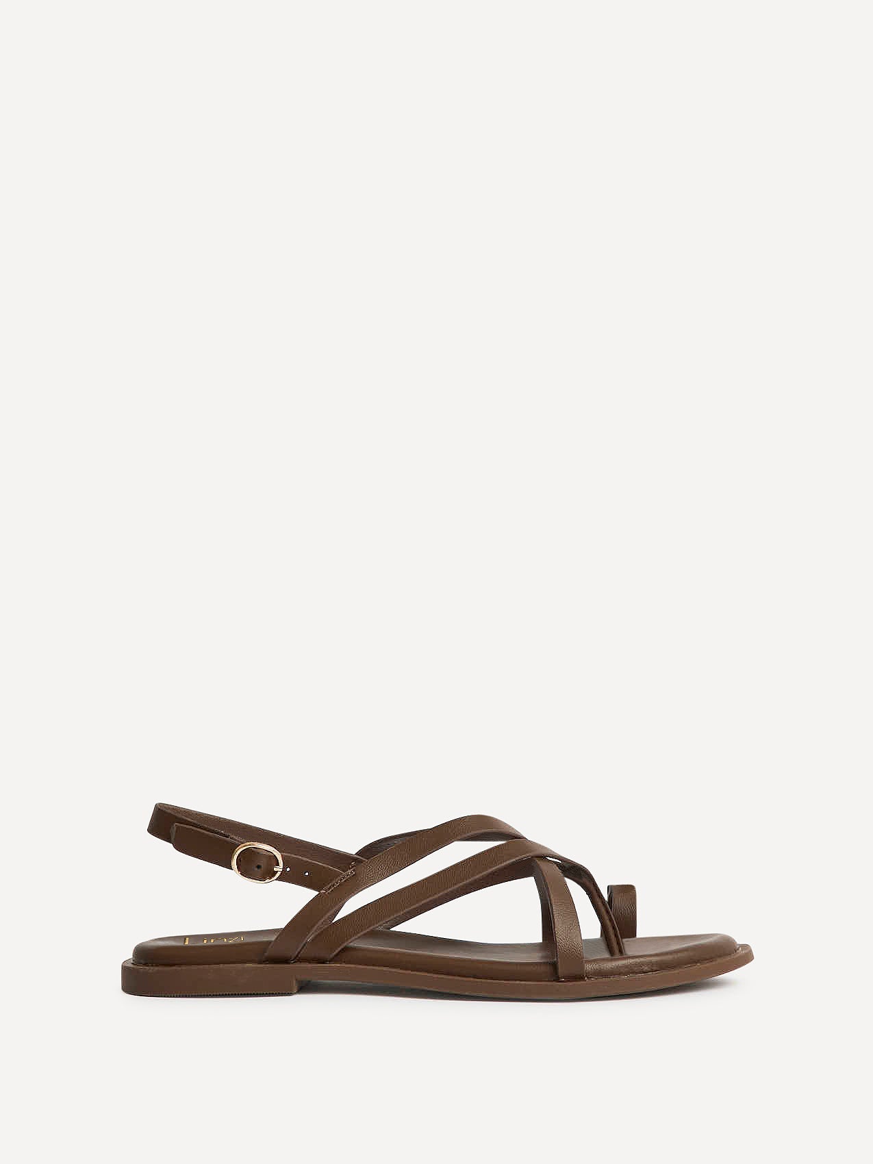 Zyra Brown Toe Ring Flat Sandals