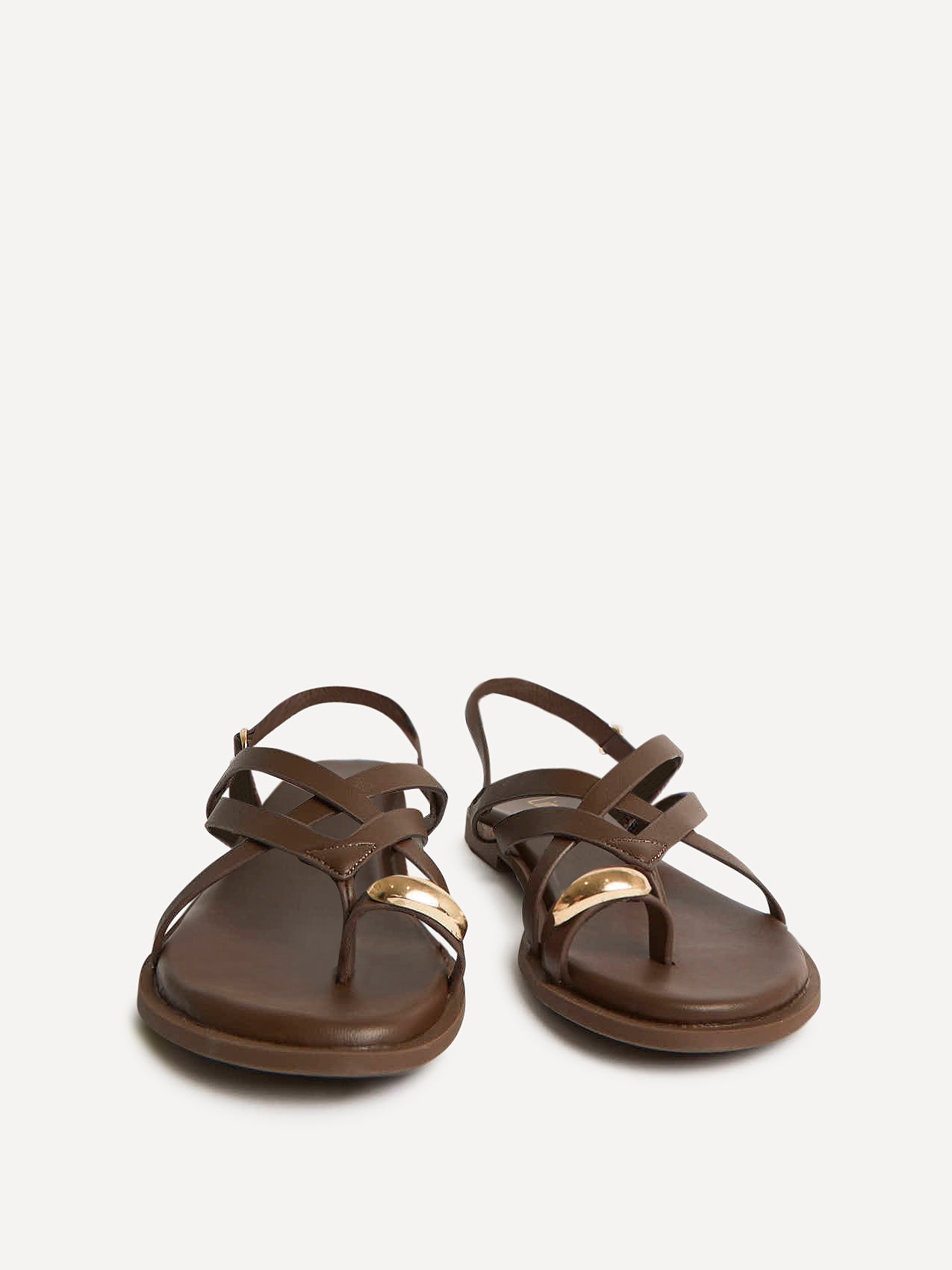 Zyra Brown Toe Ring Flat Sandals