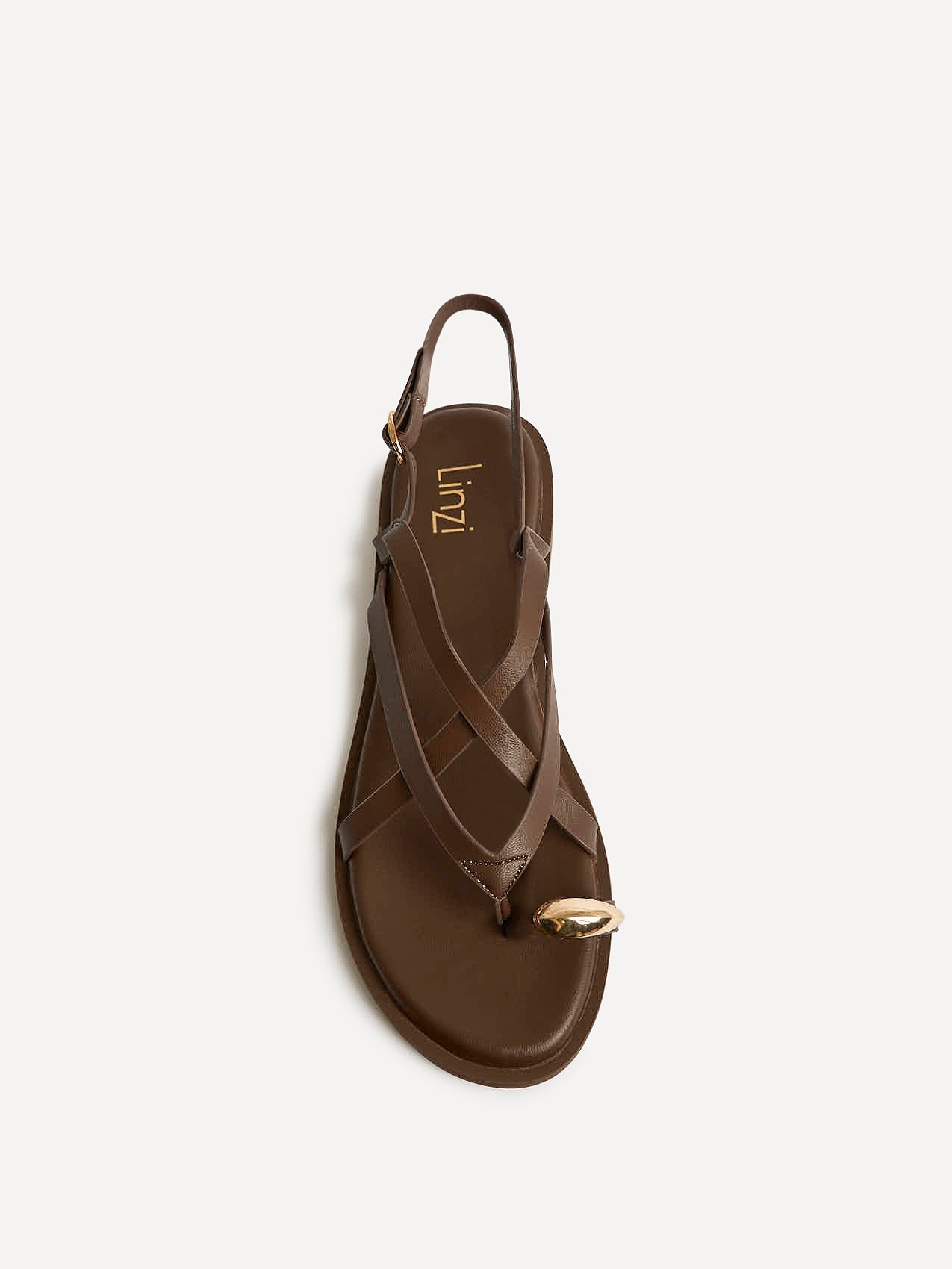Zyra Brown Toe Ring Flat Sandals