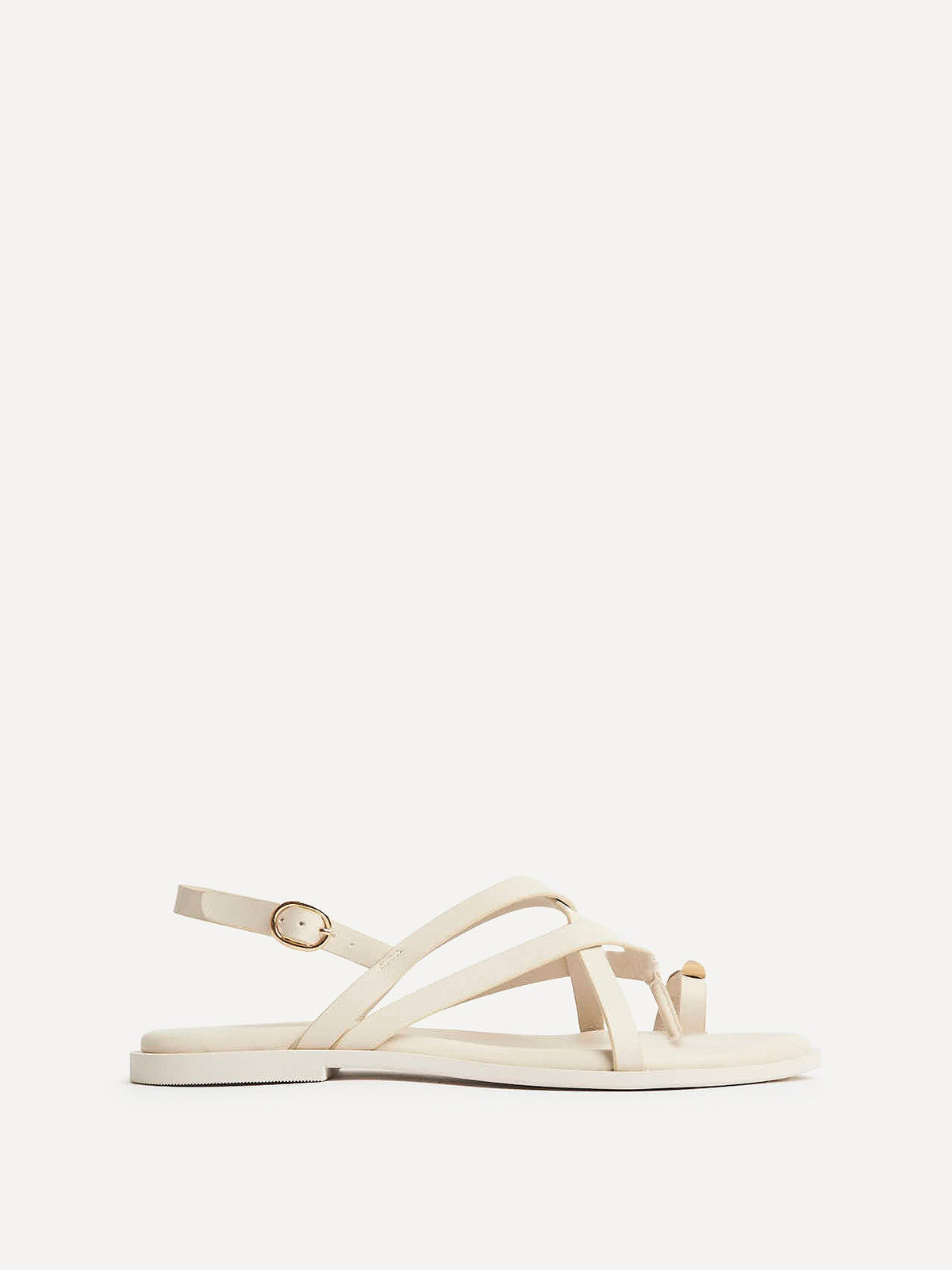 Zyra Ivory Toe Ring Flat Sandals