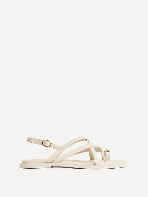 Zyra Ivory Toe Ring Flat Sandals