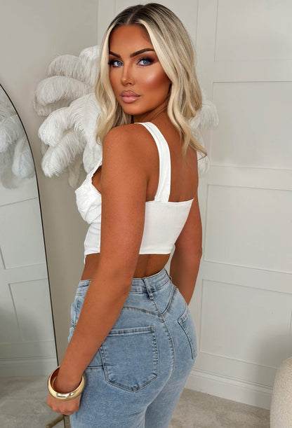 Alayna White Stretch Drape Corset