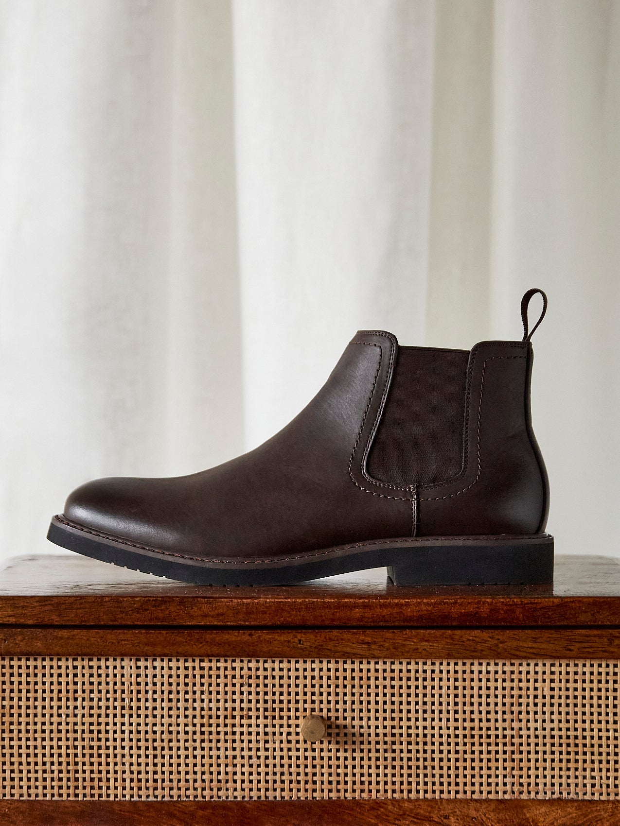 Alessandro Mens Brown Faux Leather Chelsea Boots